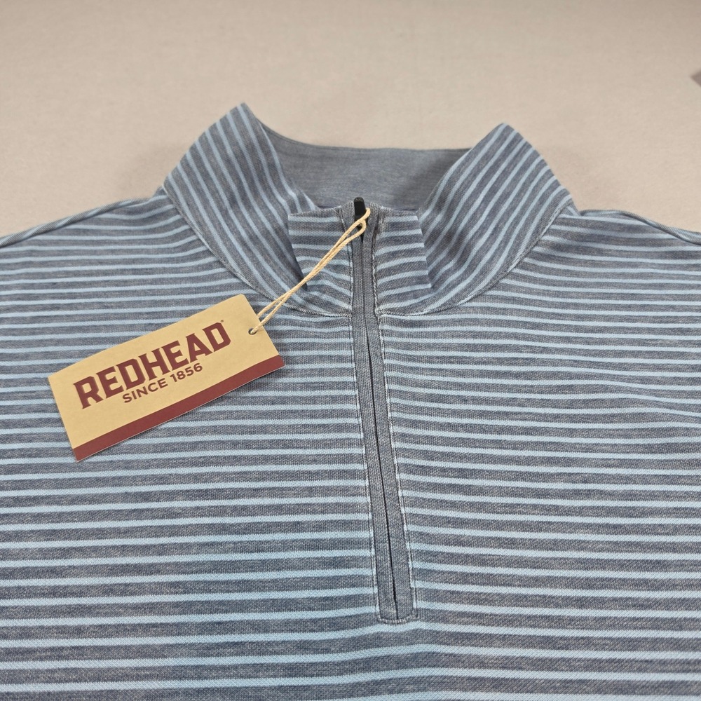 RedHead Mens XL Blue Stripe 1/4 Zip Pullover Sweater GrandpaCore Gorpcore NWT